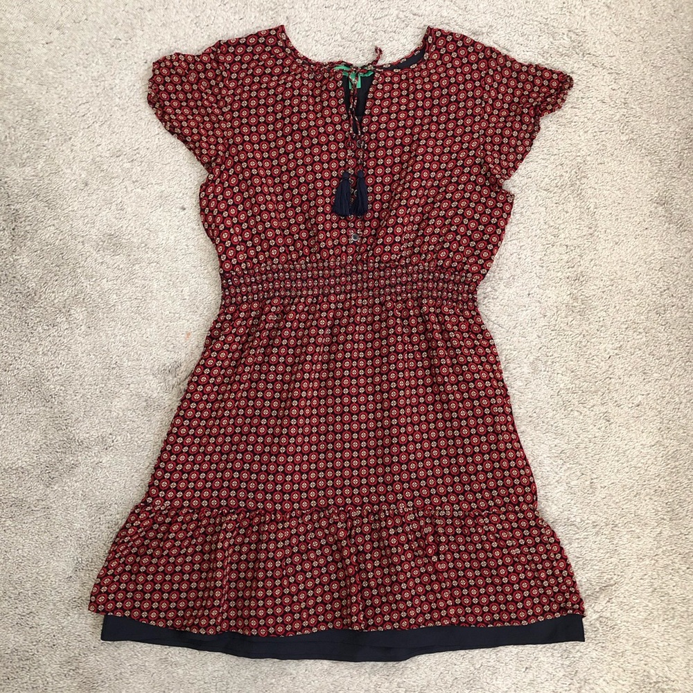 Dip Red and Navy Ruffle Dress